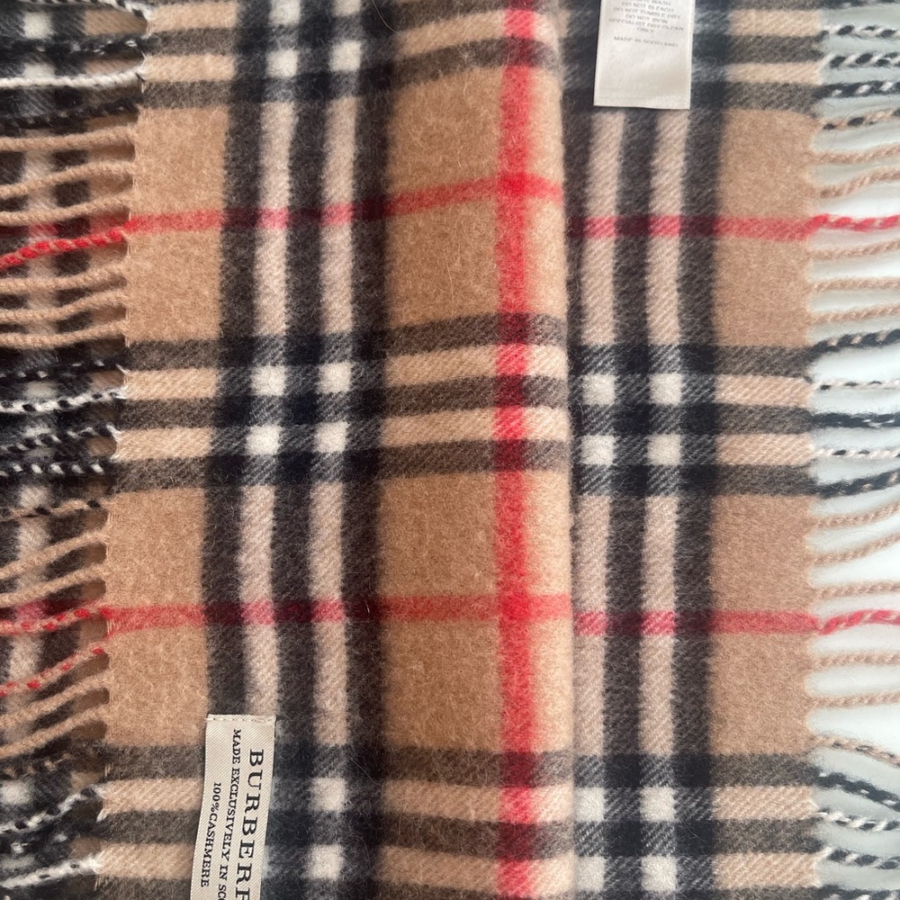 Burberry Beige and Red Plaid Scarf